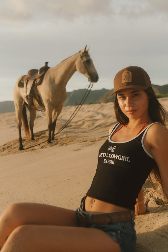 Coastal Cowgirl Ribbed Tank Black & Blue